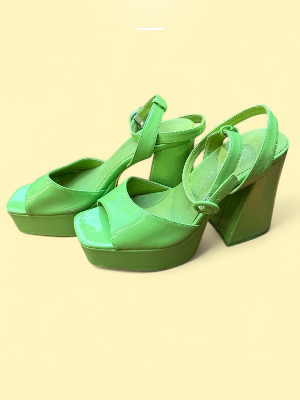 Daisy street lime green y2k Bratz platform heels with ankle strap.